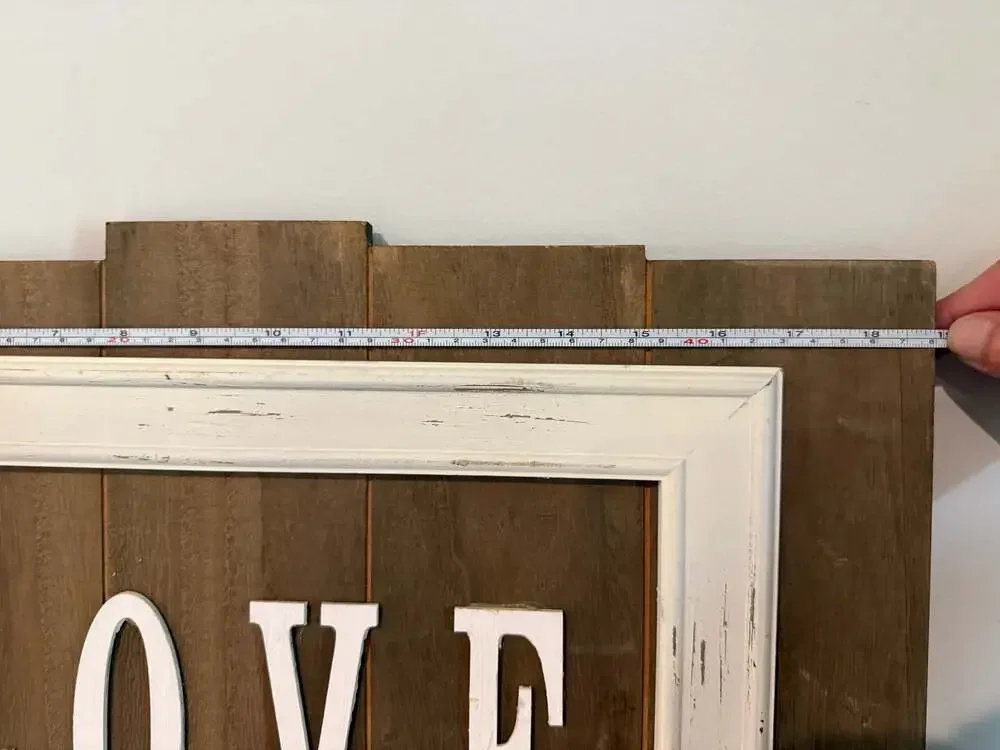 Rustic Farmhouse Style Wooden LOVE Wall Art Sign with Distressed White Frame